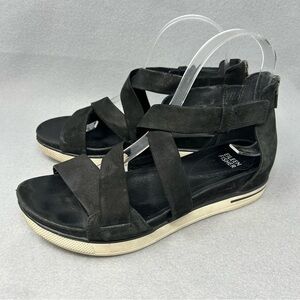 Eileen Fisher Women's Sport Sneaker Sandals Size 8 Black Leather Zip Strappy